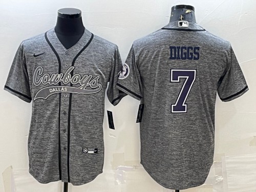 Men's Dallas Cowboys #7 Trevon Diggs Gray With Patch Cool Base Stitched Baseball Jersey